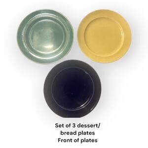Vintage Caliente pottery bread dessert plate Set of 3 EUC